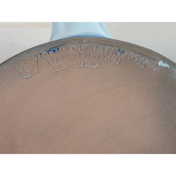 Deneen Pottery Mug Broken Egg Cafe Siesta Key Florida Blue Hand Thrown 2017 USA - Picture 7 of 7